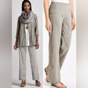 Eileen Fisher Linen/Viscose Trousers Stretch Straight Leg Gray Pants sz 6 Career